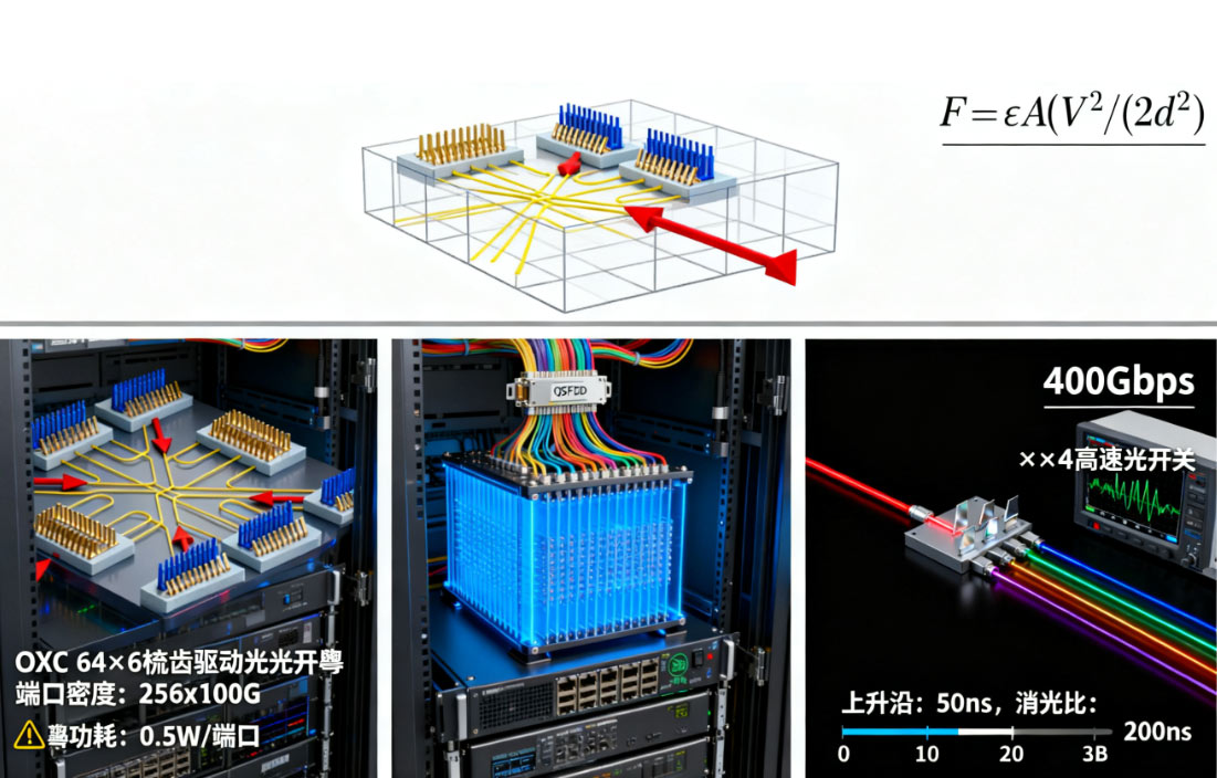 靜電梳齒驅動光開關結構示意圖高速光開關數據中心OXC 靜電梳齒驅動光開關結構示意圖高速光開關數據中心OXC